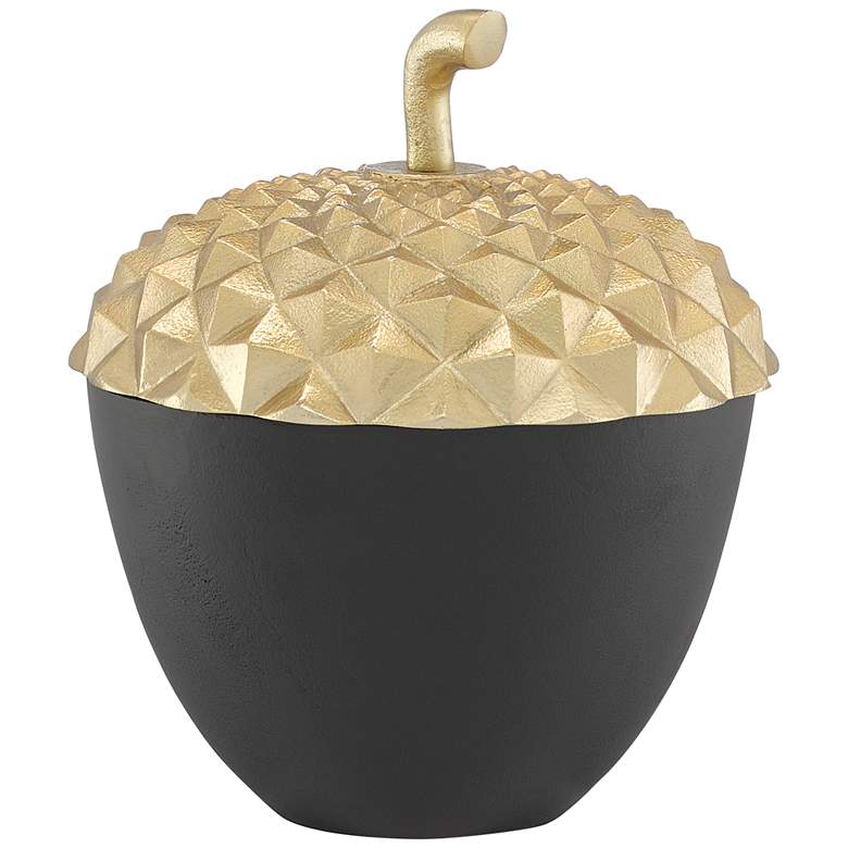 Image 1 Oaknut 10 3/4"H Shiny Gold and Matte Black Decorative Jar