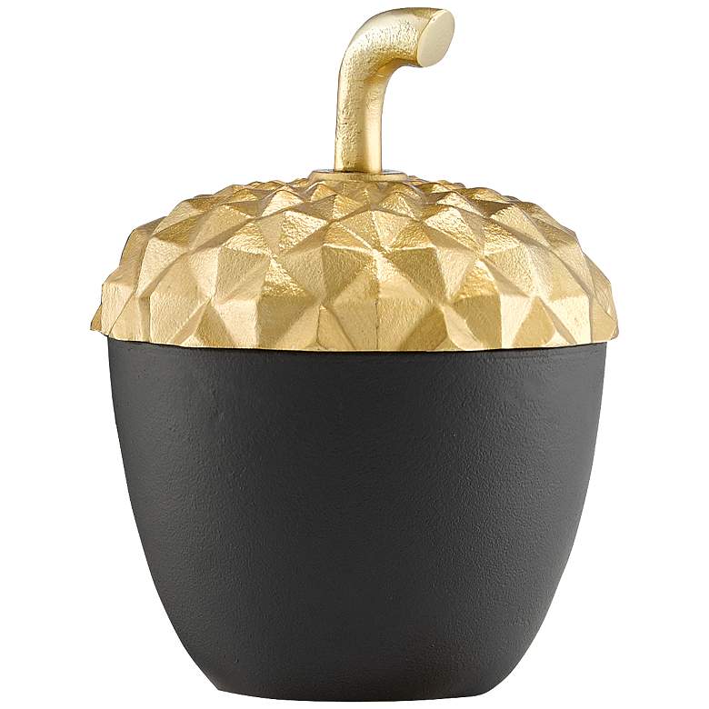 Image 1 Oaknut 8 3/4 inch High Shiny Gold and Matte Black Decorative Jar