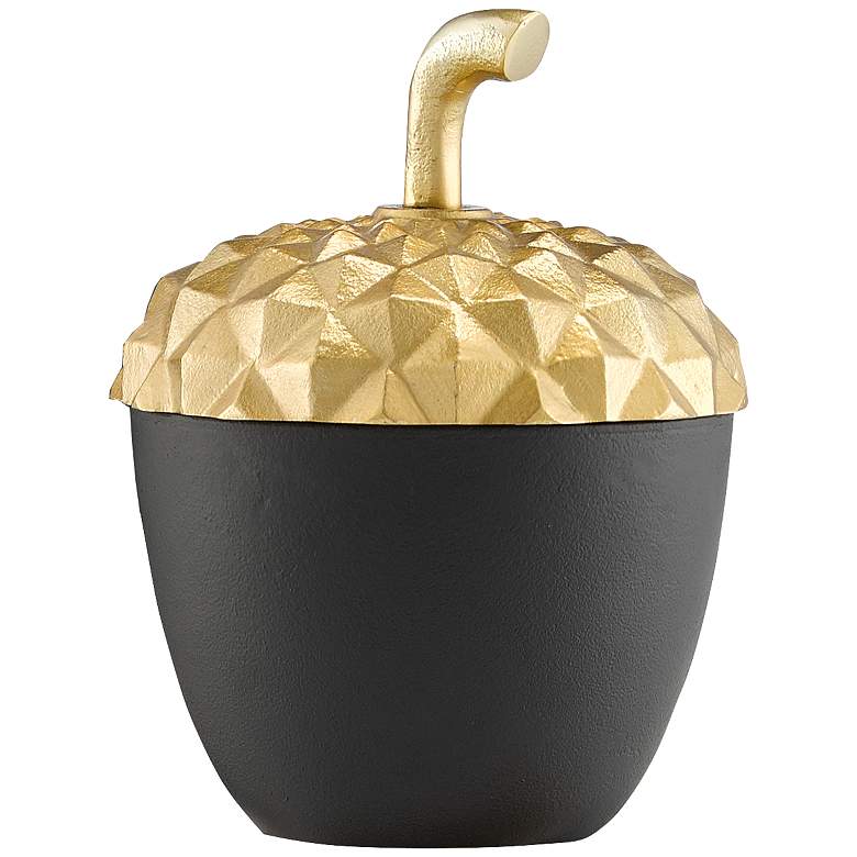 Image 1 Oaknut 8 3/4" High Shiny Gold and Matte Black Decorative Jar