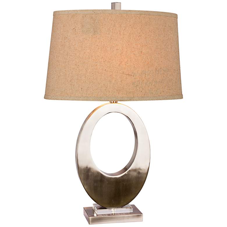 Image 1 Oakwood Metal Oval Brushed Steel Table Lamp
