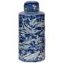 Oan 14" Blue &#38; White Lidded Decorative Jar