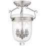 Oasis 10-in W Brushed Nickel Clear Glass Semi-Flush Mount Light