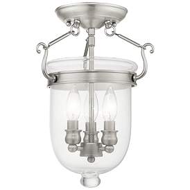 Image1 of Oasis 10-in W Brushed Nickel Clear Glass Semi-Flush Mount Light