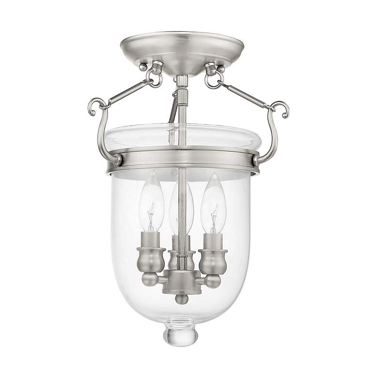 Image 3 Oasis 10-in W Brushed Nickel Clear Glass Semi-Flush Mount Light more views
