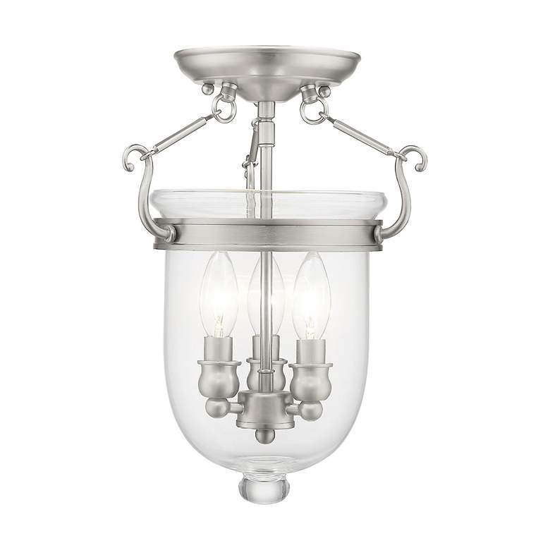 Image 4 Oasis 10-in W Brushed Nickel Clear Glass Semi-Flush Mount Light more views