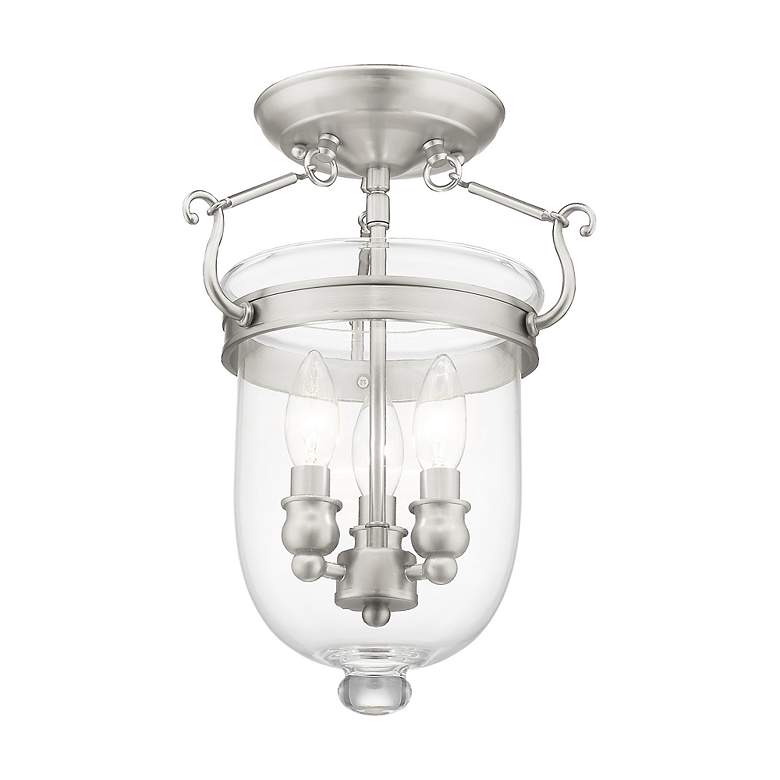 Image 5 Oasis 10-in W Brushed Nickel Clear Glass Semi-Flush Mount Light more views