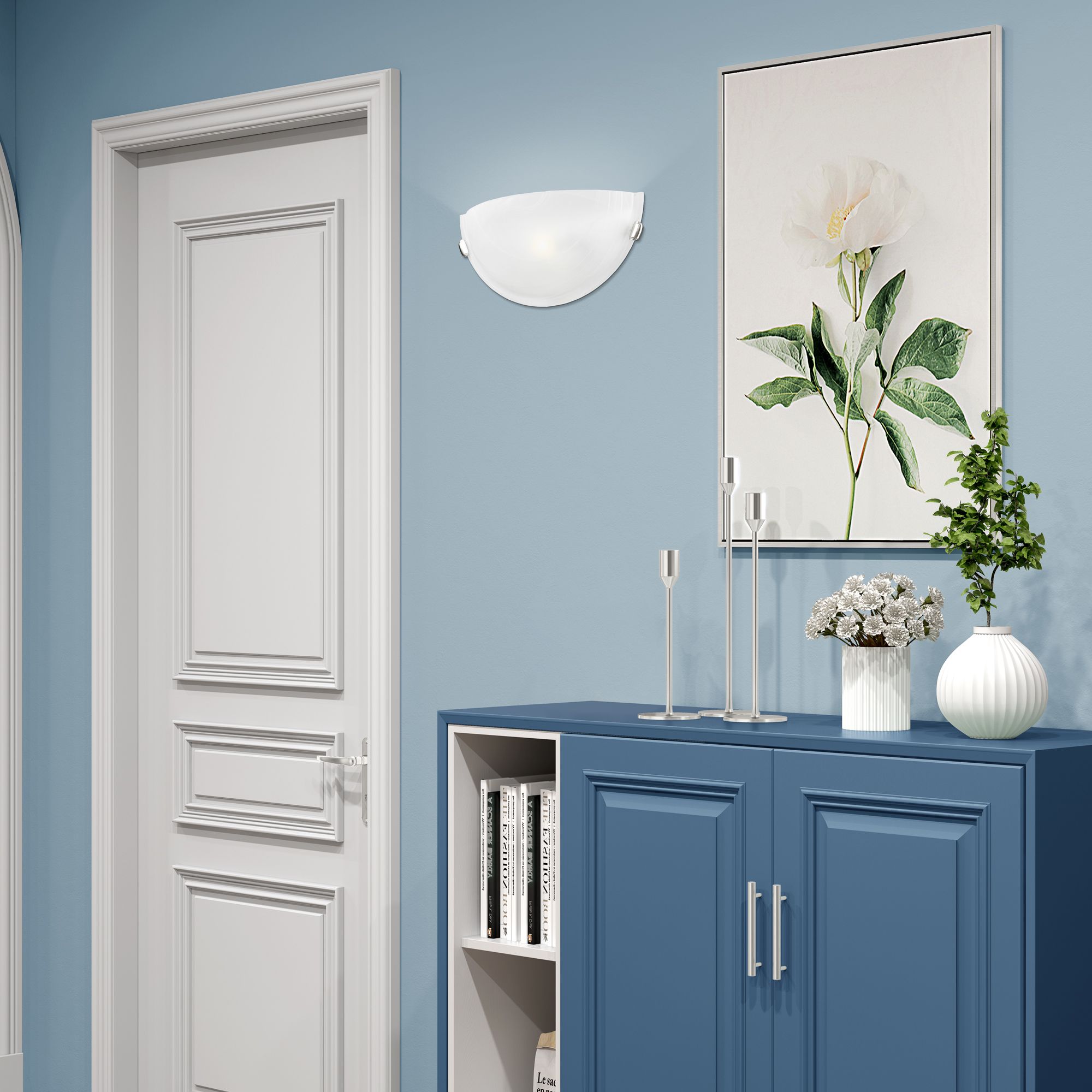 Oasis 12-in W 1-Light Brushed Nickel Pocket Wall Sconce in scene