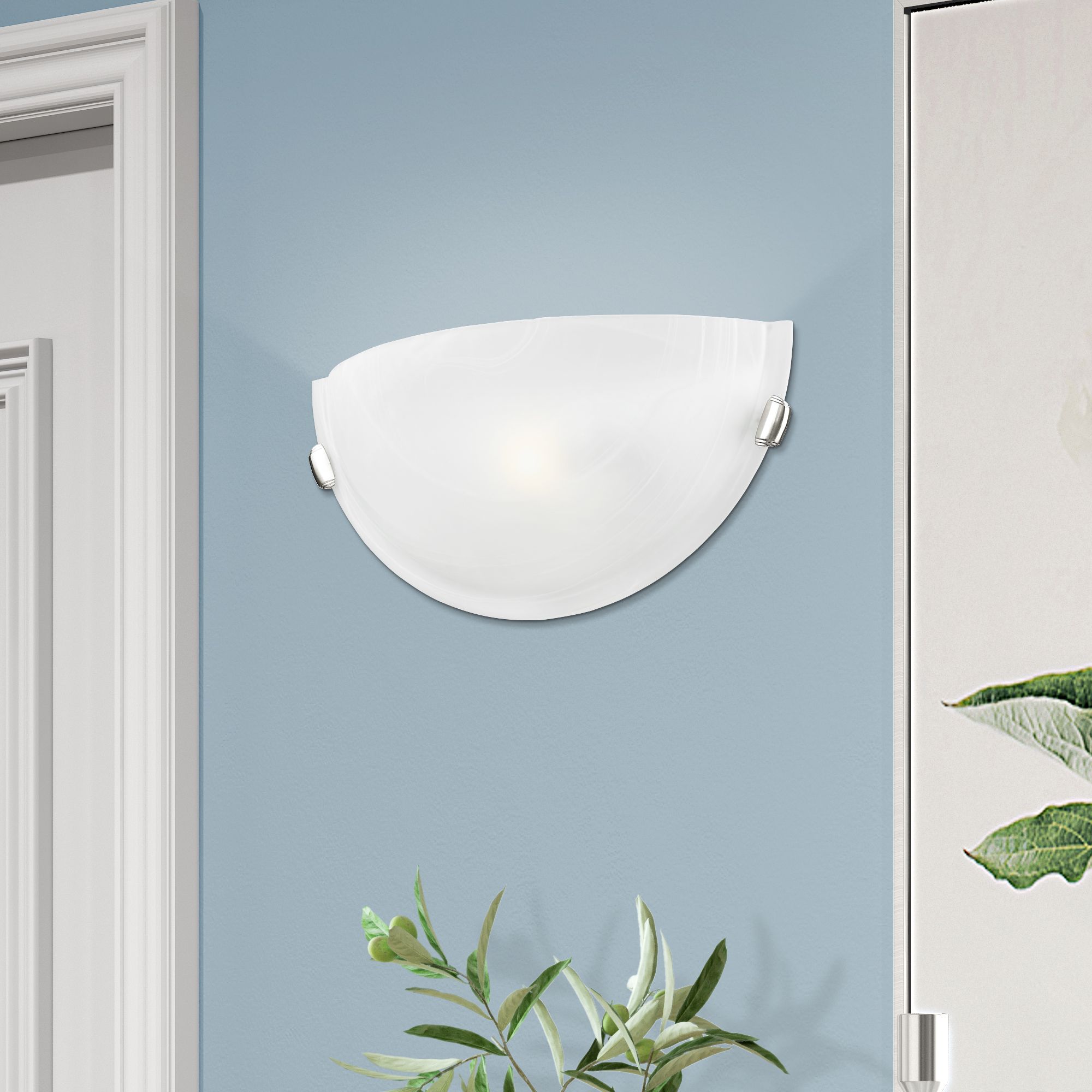 Oasis 12-in W 1-Light Brushed Nickel Pocket Wall Sconce in scene