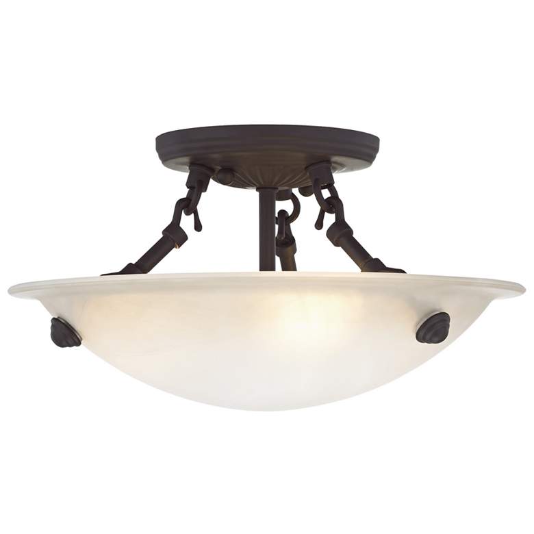 Image 1 Oasis 12-in W Bronze Frosted Glass Semi-Flush Mount Light