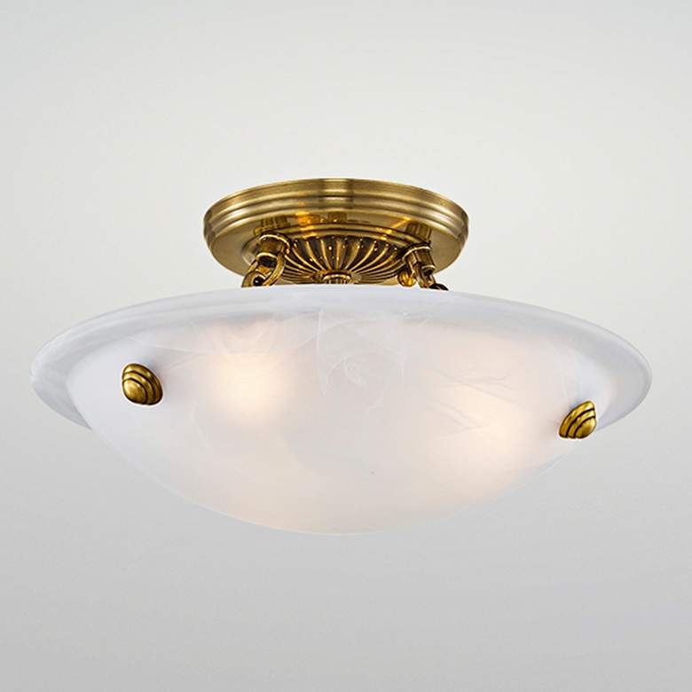 Image 1 Oasis 12" Wide Antique Brass Bowl Ceiling Light