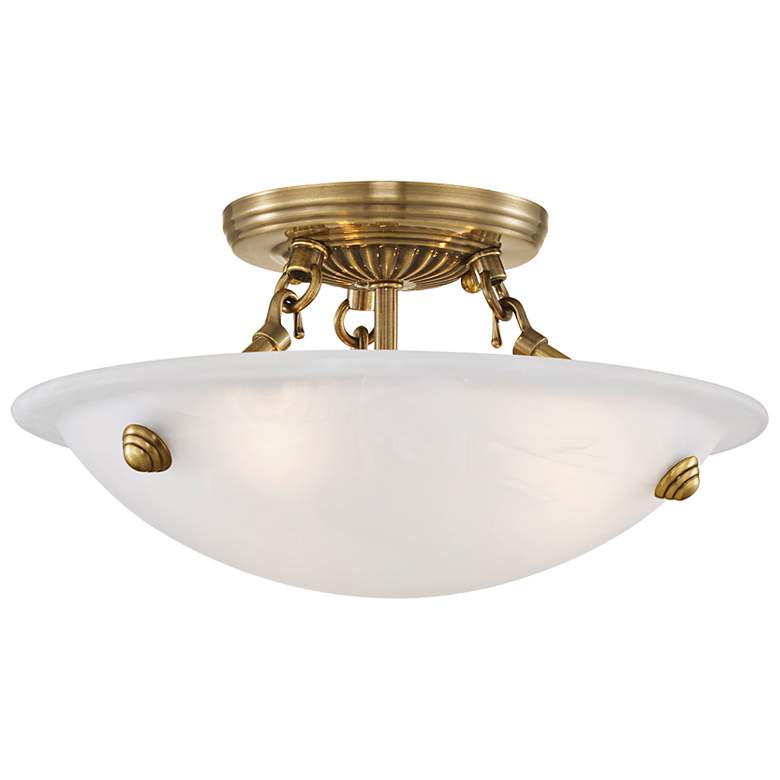 Image 4 Oasis 12" Wide Antique Brass Bowl Ceiling Light more views