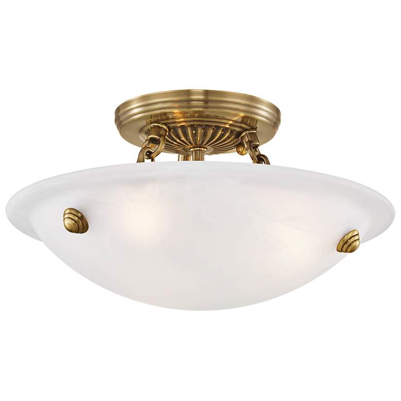 Image 5 Oasis 12" Wide Antique Brass Bowl Ceiling Light more views