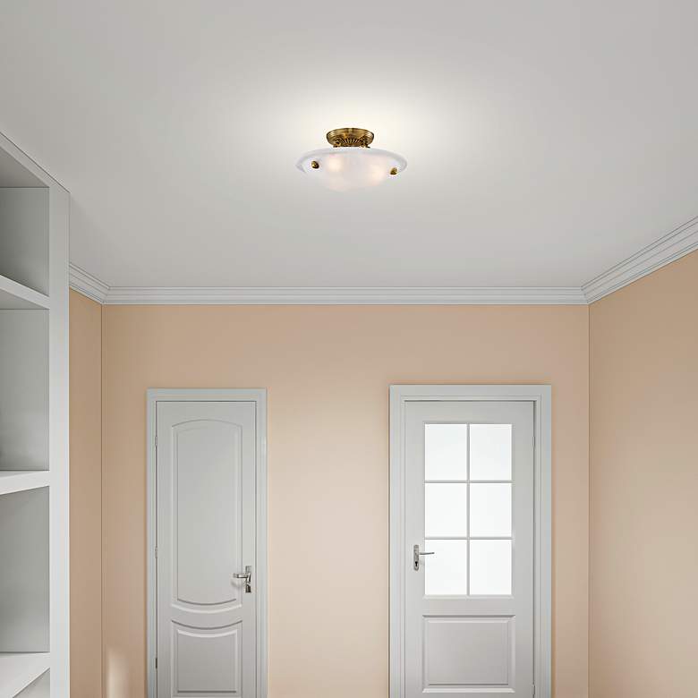 Image 7 Oasis 12" Wide Antique Brass Bowl Ceiling Light more views