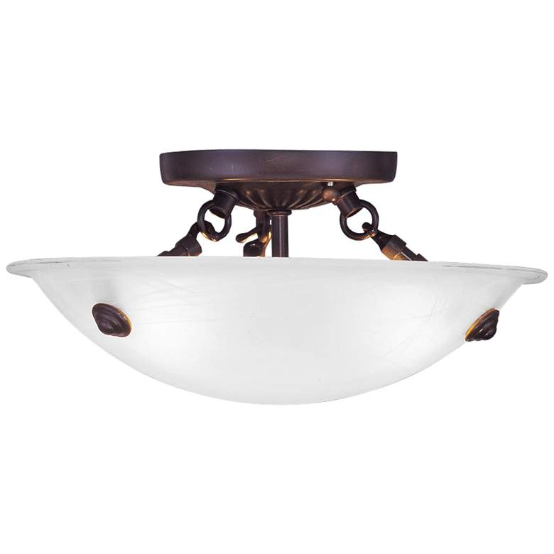 Image 3 Oasis 12" Wide Bronze Bowl Ceiling Light w/ Alabaster Glass