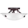3_Oasis 12" Wide Bronze Bowl Ceiling Light w/ Alabaster Glass
