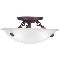 Oasis 12" Wide Bronze Bowl Ceiling Light w/ Alabaster Glass