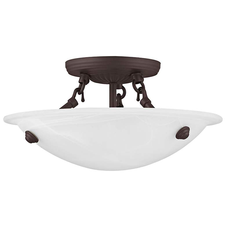 Image 5 Oasis 12" Wide Bronze Bowl Ceiling Light w/ Alabaster Glass more views