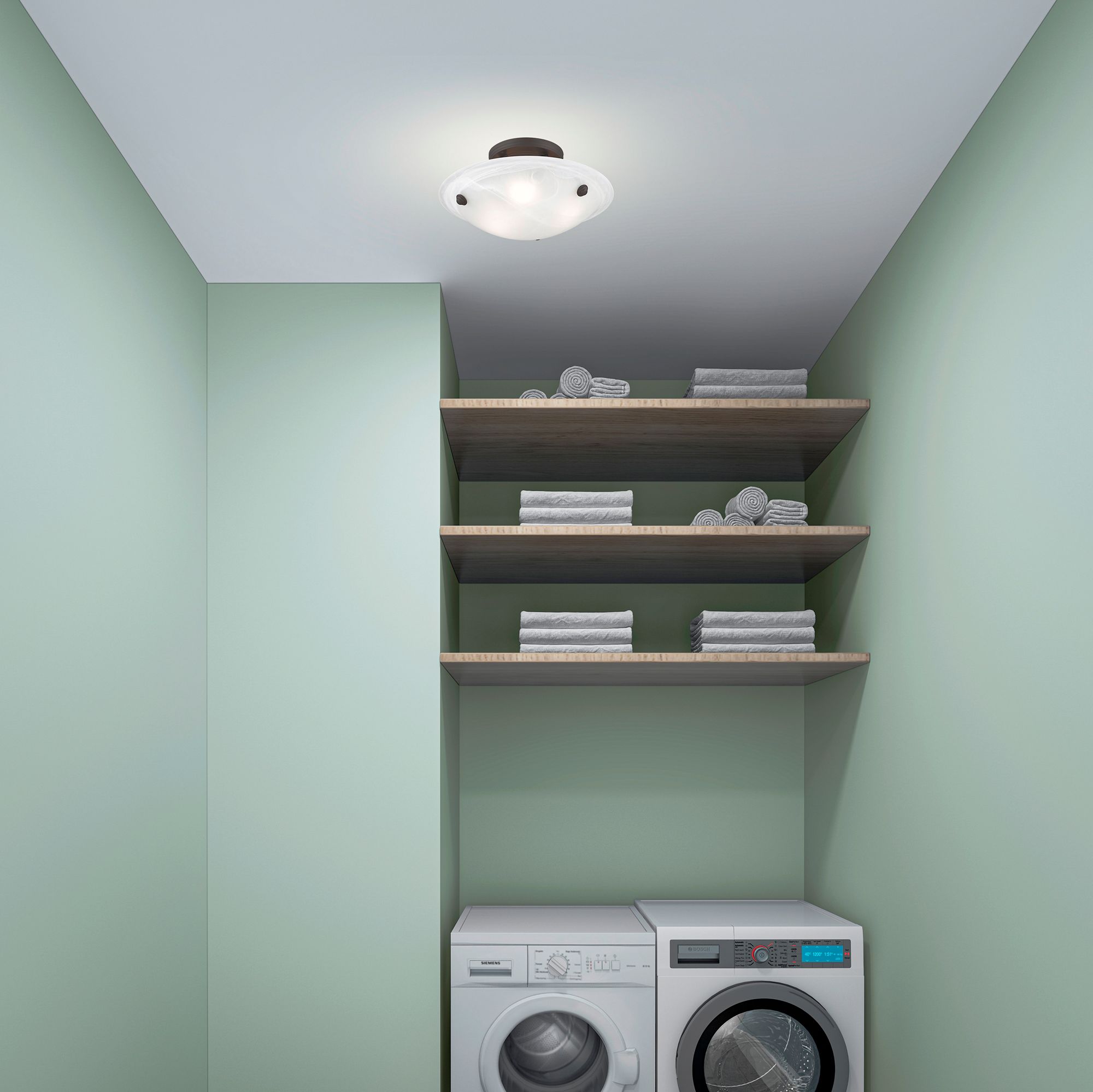 Oasis 12" Wide Bronze Bowl Ceiling Light w/ Alabaster Glass in scene