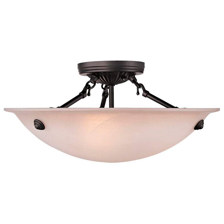 Image 2 Oasis 16-in W Bronze Frosted Glass Semi-Flush Mount Light