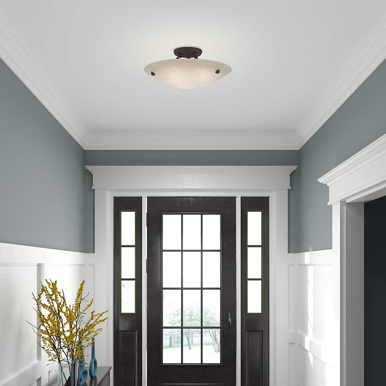 Image 7 Oasis 16-in W Bronze Frosted Glass Semi-Flush Mount Light more views
