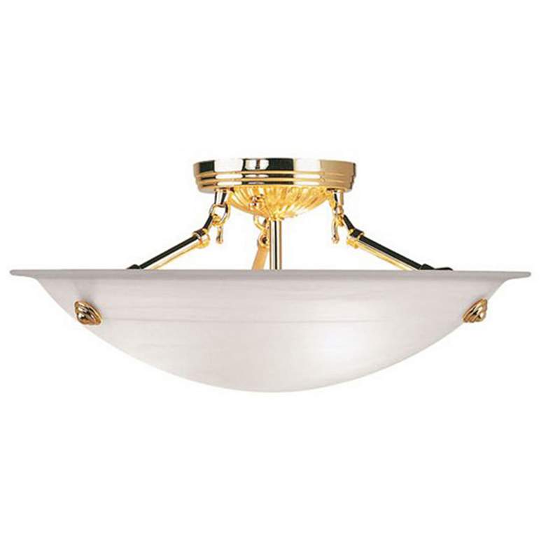 Image 1 Oasis 16-in W Polished Brass Alabaster Glass Semi-Flush Mount Light