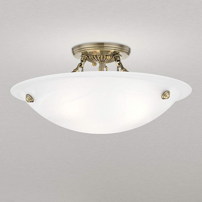 Image 2 Oasis 16" Wide Antique Brass Bowl Ceiling Light