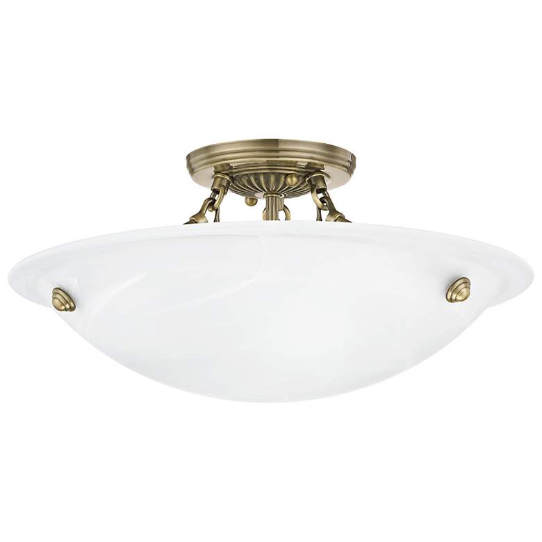 Image 5 Oasis 16" Wide Antique Brass Bowl Ceiling Light more views
