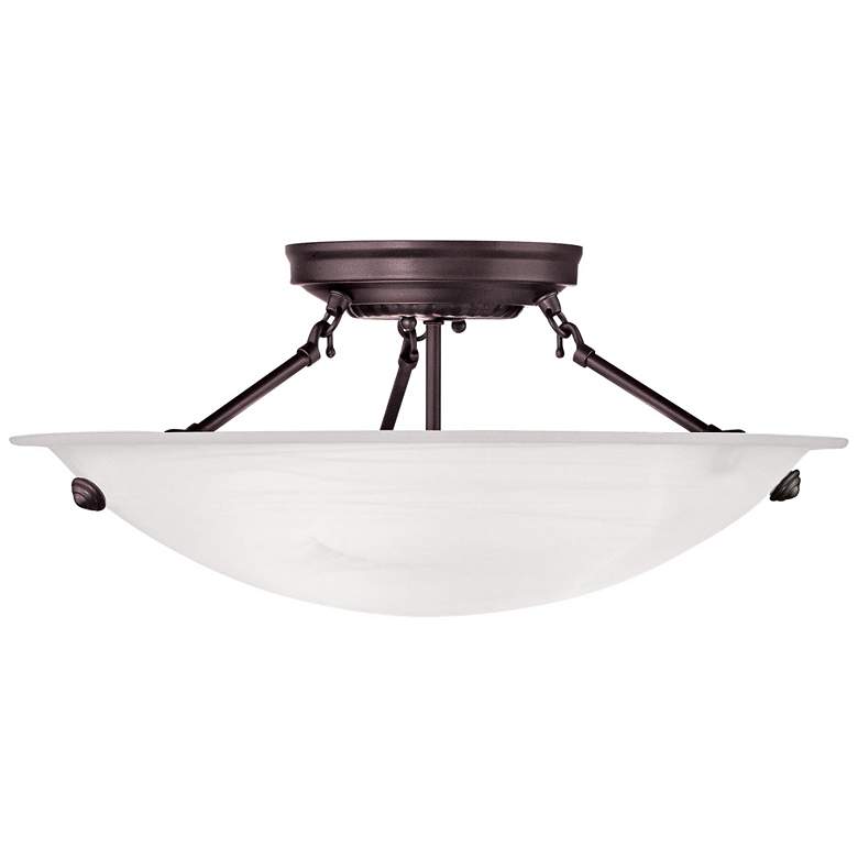 Image 2 Oasis 16 inch Wide Bronze and Alabaster Bowl Ceiling Light