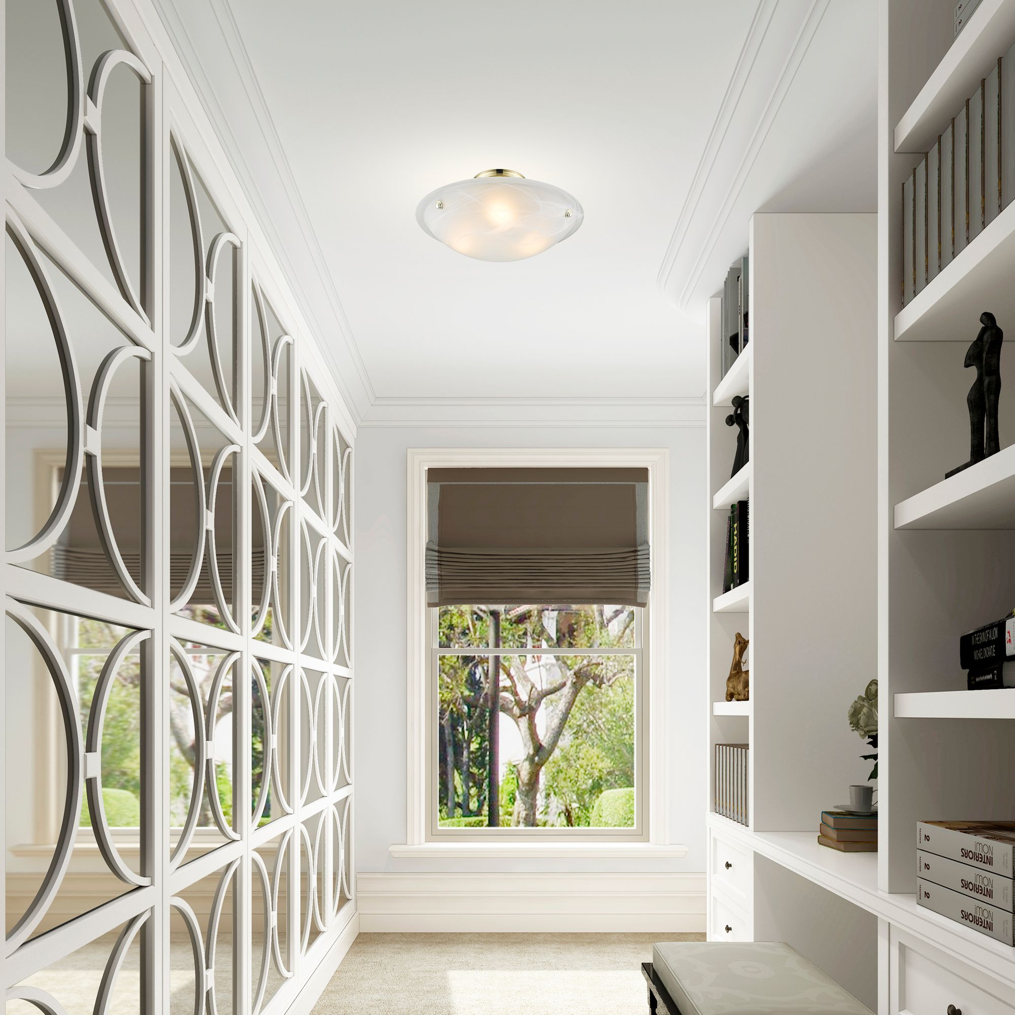 Oasis 16" Wide Polished Brass Bowl Ceiling Light in scene