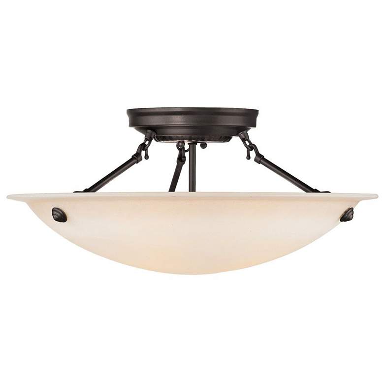 Image 1 Oasis 20-in W Bronze Frosted Glass Semi-Flush Mount Light