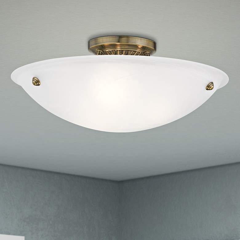 Image 2 Oasis 20" Wide Antique Brass Bowl Ceiling Light