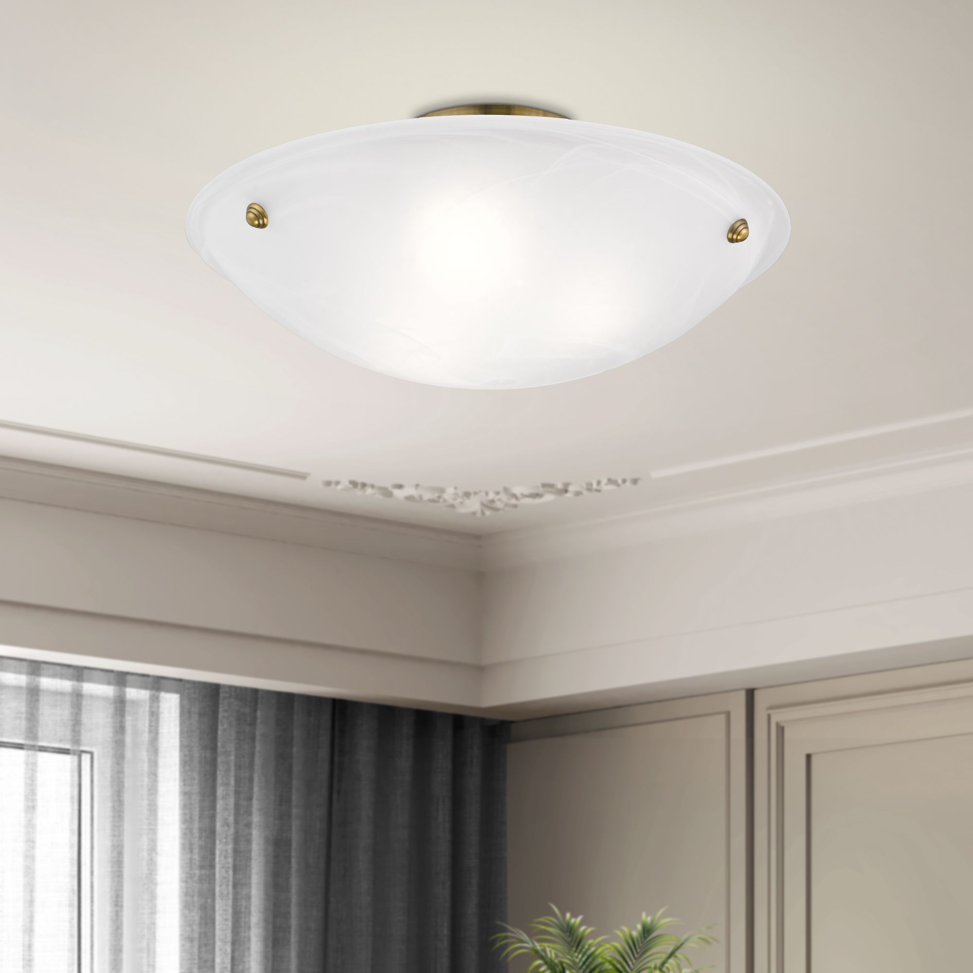 Oasis 20" Wide Antique Brass Bowl Ceiling Light in scene