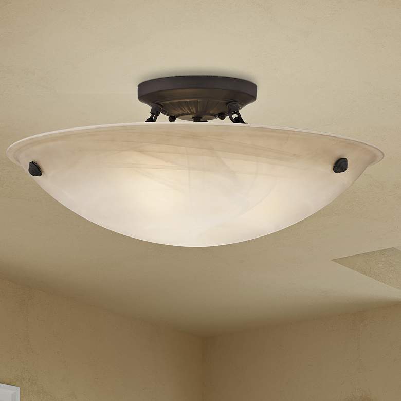 Image 1 Oasis 20" Wide Bronze Bowl Ceiling Light