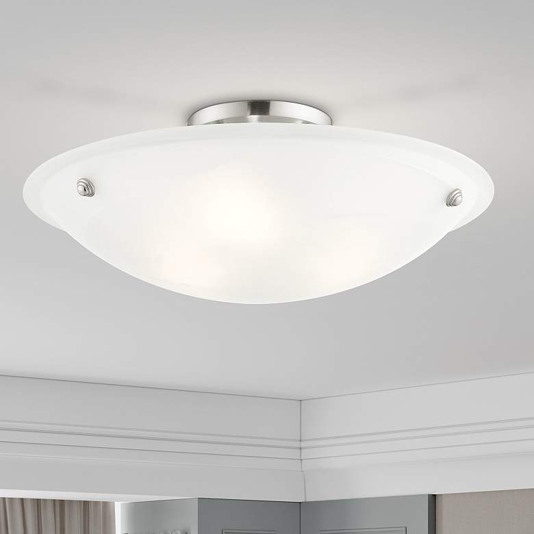 Image 1 Oasis 20" Wide Brushed Nickel Bowl Ceiling Light