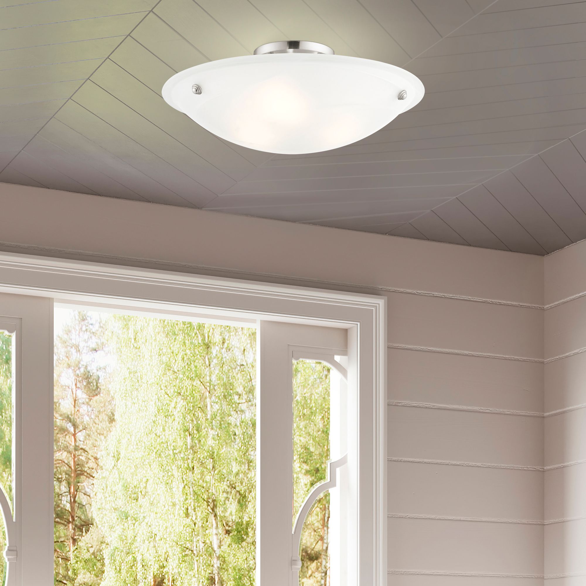 Oasis 20" Wide Brushed Nickel Bowl Ceiling Light