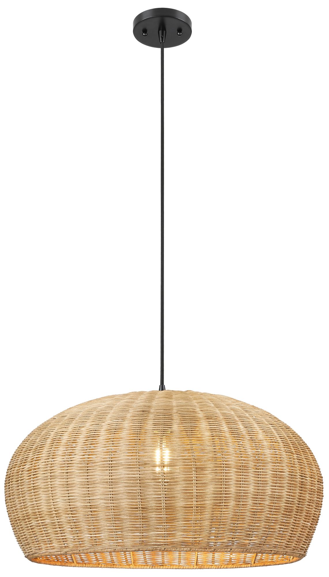 Image 2 Oasis 22" Wide Matte Black Cord Hung Pendant