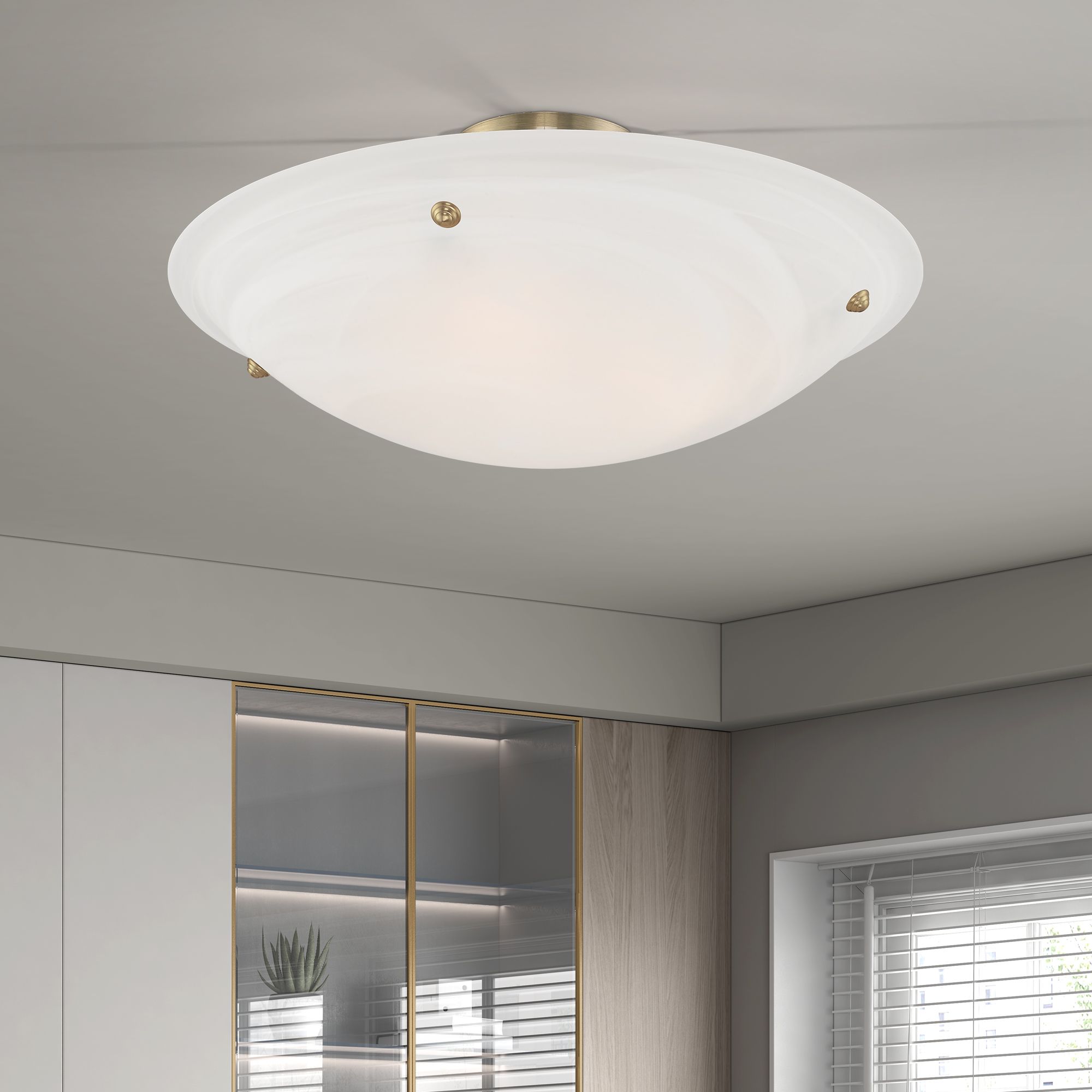 Oasis 24" Wide Antique Brass Bowl Ceiling Light