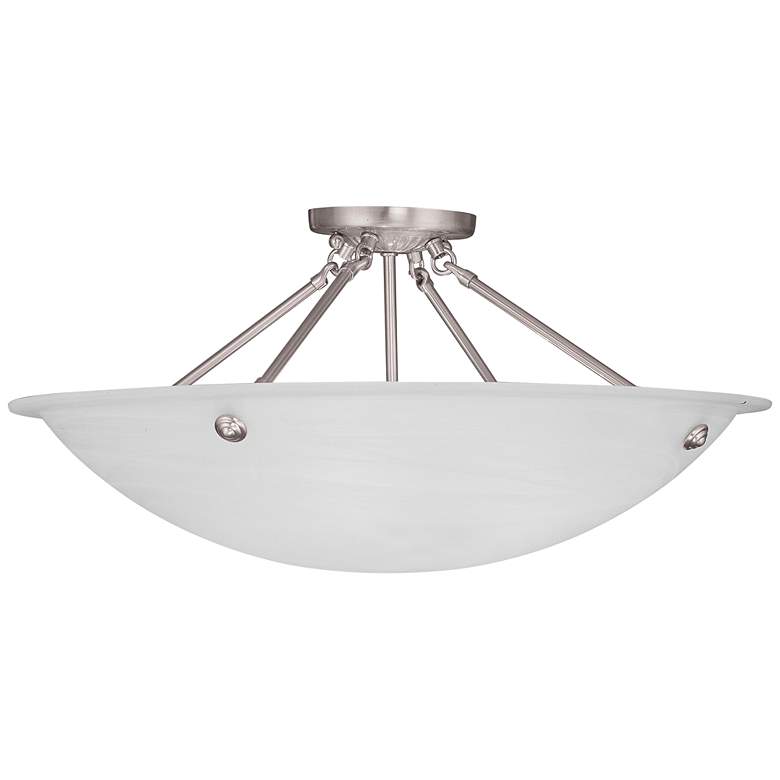 Image 3 Oasis 24"W Brushed Nickel Ceiling Light w/ Alabaster Glass