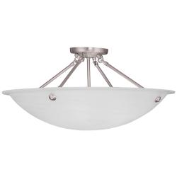 Oasis 24"W Brushed Nickel Ceiling Light w/ Alabaster Glass