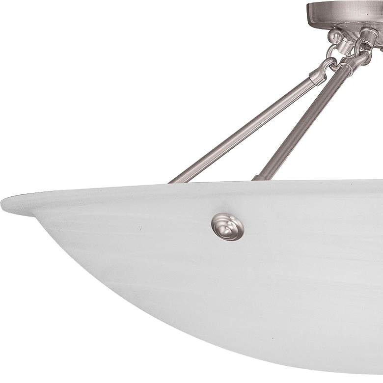 Image 4 Oasis 24"W Brushed Nickel Ceiling Light w/ Alabaster Glass more views