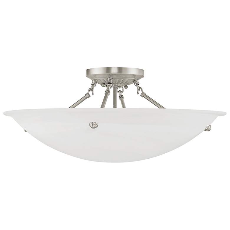 Image 5 Oasis 24"W Brushed Nickel Ceiling Light w/ Alabaster Glass more views
