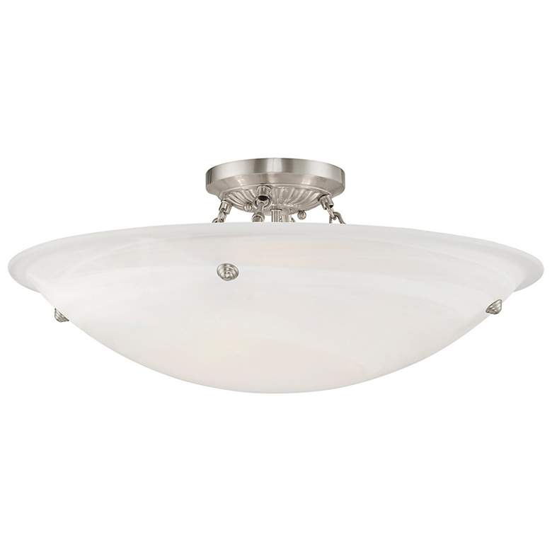 Image 6 Oasis 24"W Brushed Nickel Ceiling Light w/ Alabaster Glass more views