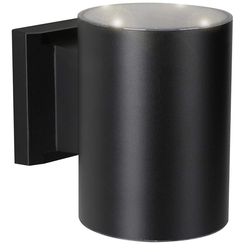 Image 1 Oasis 6 inch High Black Cylindrical Solar LED Outdoor Wall Light