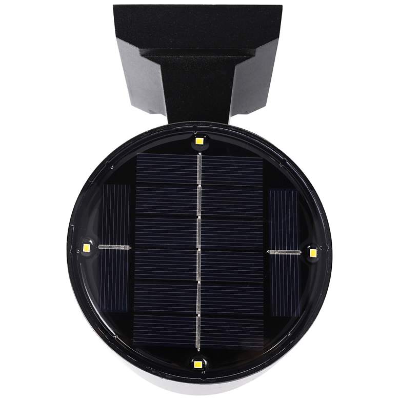 Image 2 Oasis 6" High Black Cylindrical Solar LED Outdoor Wall Light more views