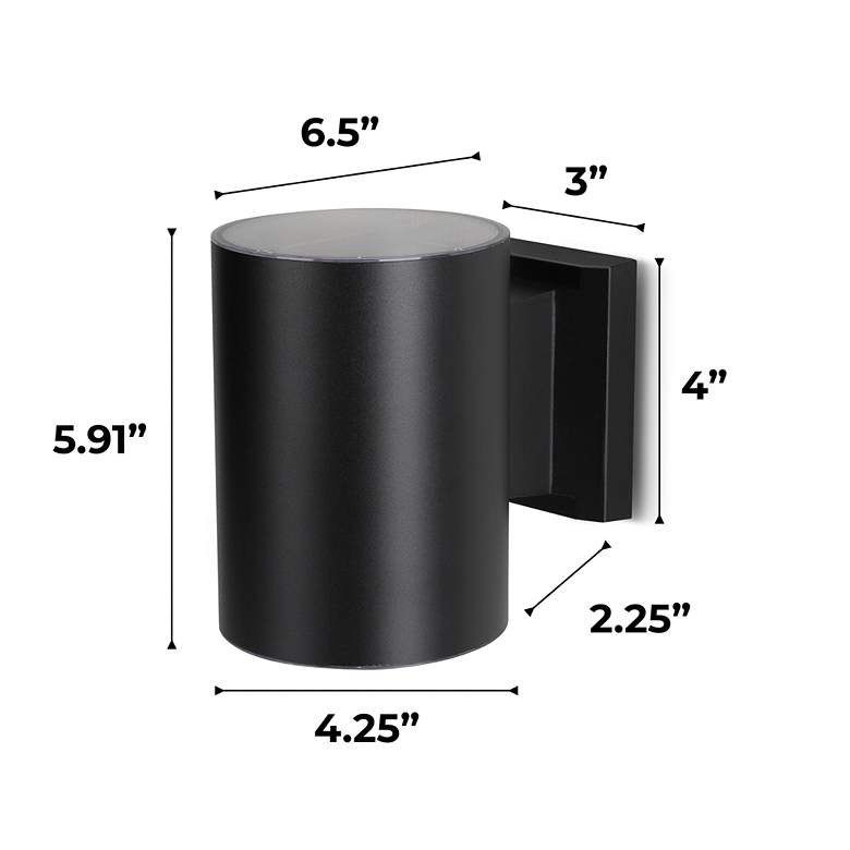 Image 3 Oasis 6" High Black Cylindrical Solar LED Outdoor Wall Light more views