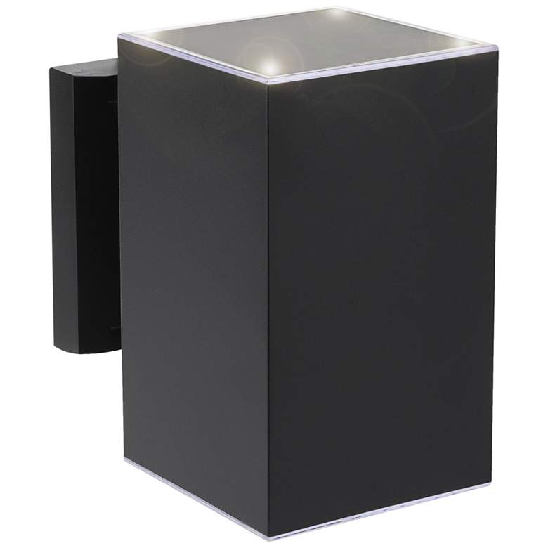 Image 1 Oasis 6" High Black Rectangular Solar LED Outdoor Wall Light
