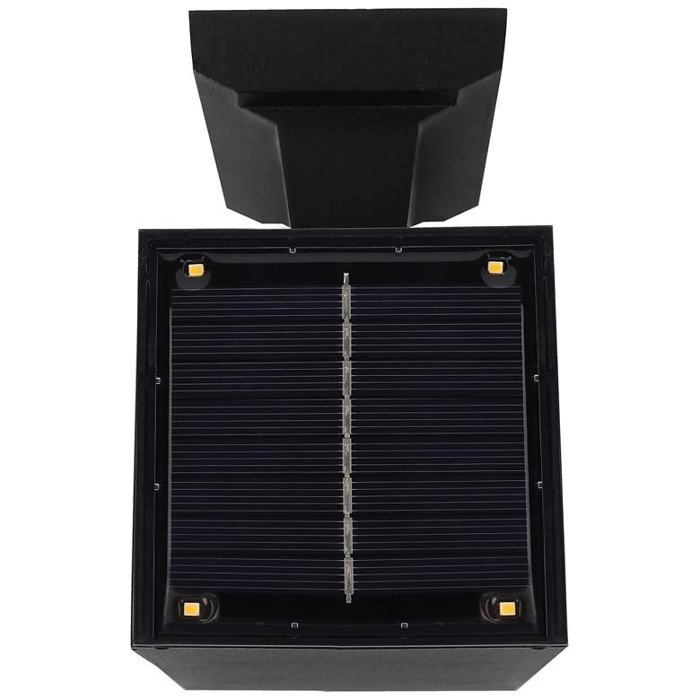 Image 2 Oasis 6" High Black Rectangular Solar LED Outdoor Wall Light more views