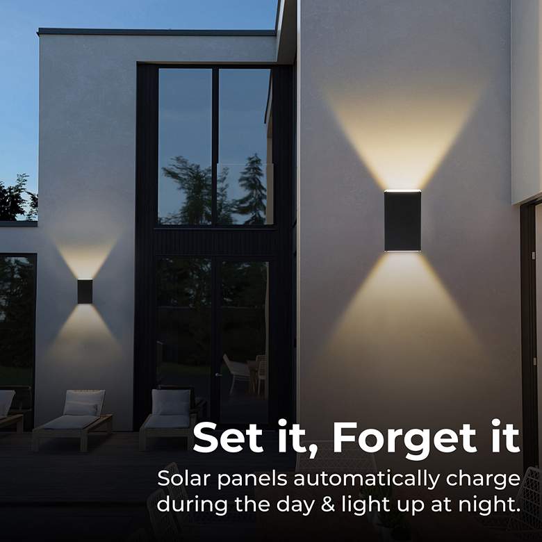 Image 4 Oasis 6" High Black Rectangular Solar LED Outdoor Wall Light more views