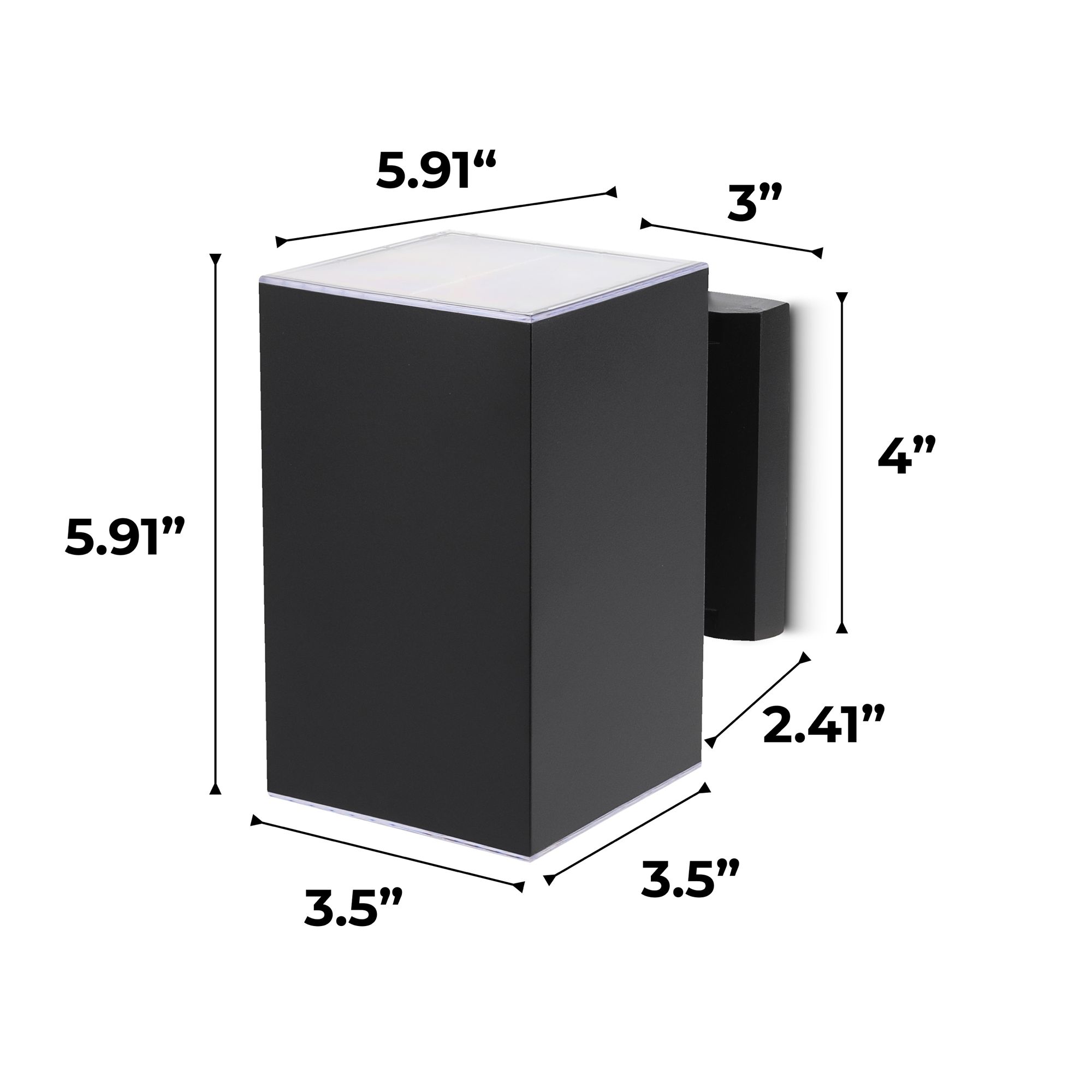 Oasis 6" High Black Rectangular Solar LED Outdoor Wall Light