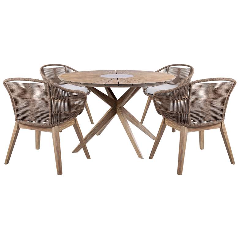 Image 1 Oasis Tutti Frutti 5 Pc Dining Set in Eucalyptus Wood, Rope, Cushions